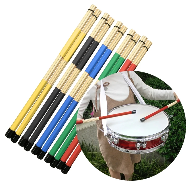 1 Pair Bamboo Drumsticks Brushes Rods Drum Brush Multi-Rod Bundle Sticks for Folk Music Percussion Accessories R66E