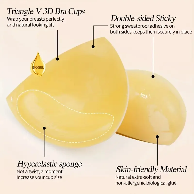 حمالة صدر لاصقة مزدوجة الجوانب، شريط رفع الثدي، معززات قابلة لإعادة الاستخدام، وسادات الكأس لفستان ملابس السباحة البيكيني