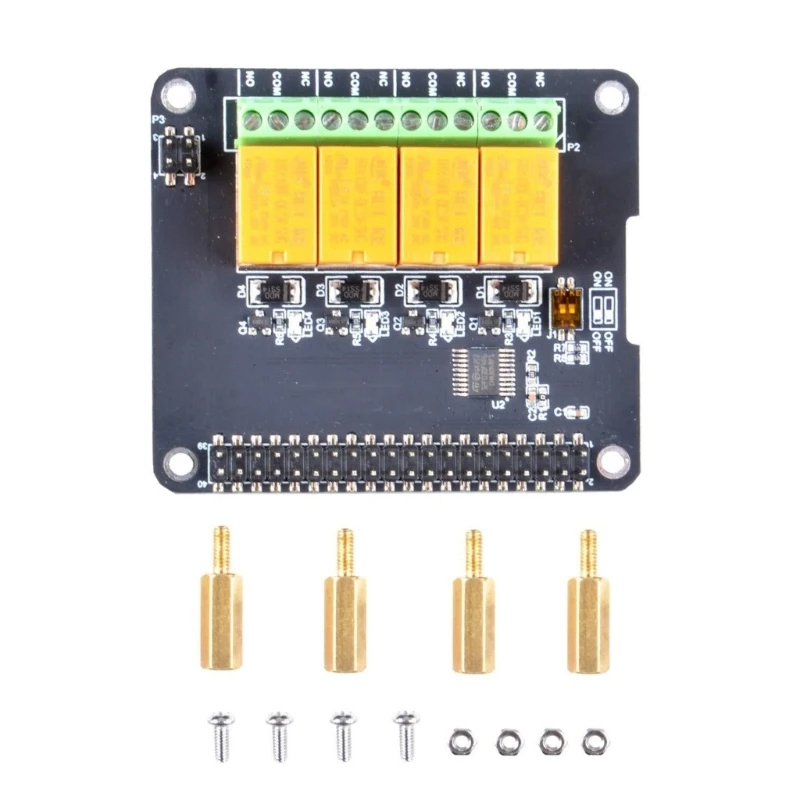 4CH GPIO Module Plate Expansion Board Easy Installation for Rpi4B/Rpi3B+/Rpi3B/