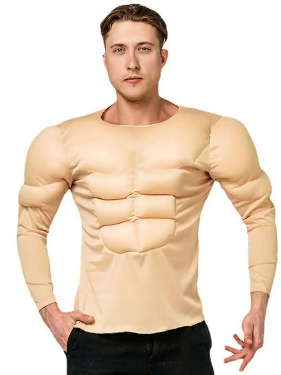 جديد الكبار العضلات رجل لوهوين دور اللعب وهمية البطن تي شيرت الاسمية زي مادة البوليستر موسم الربيع