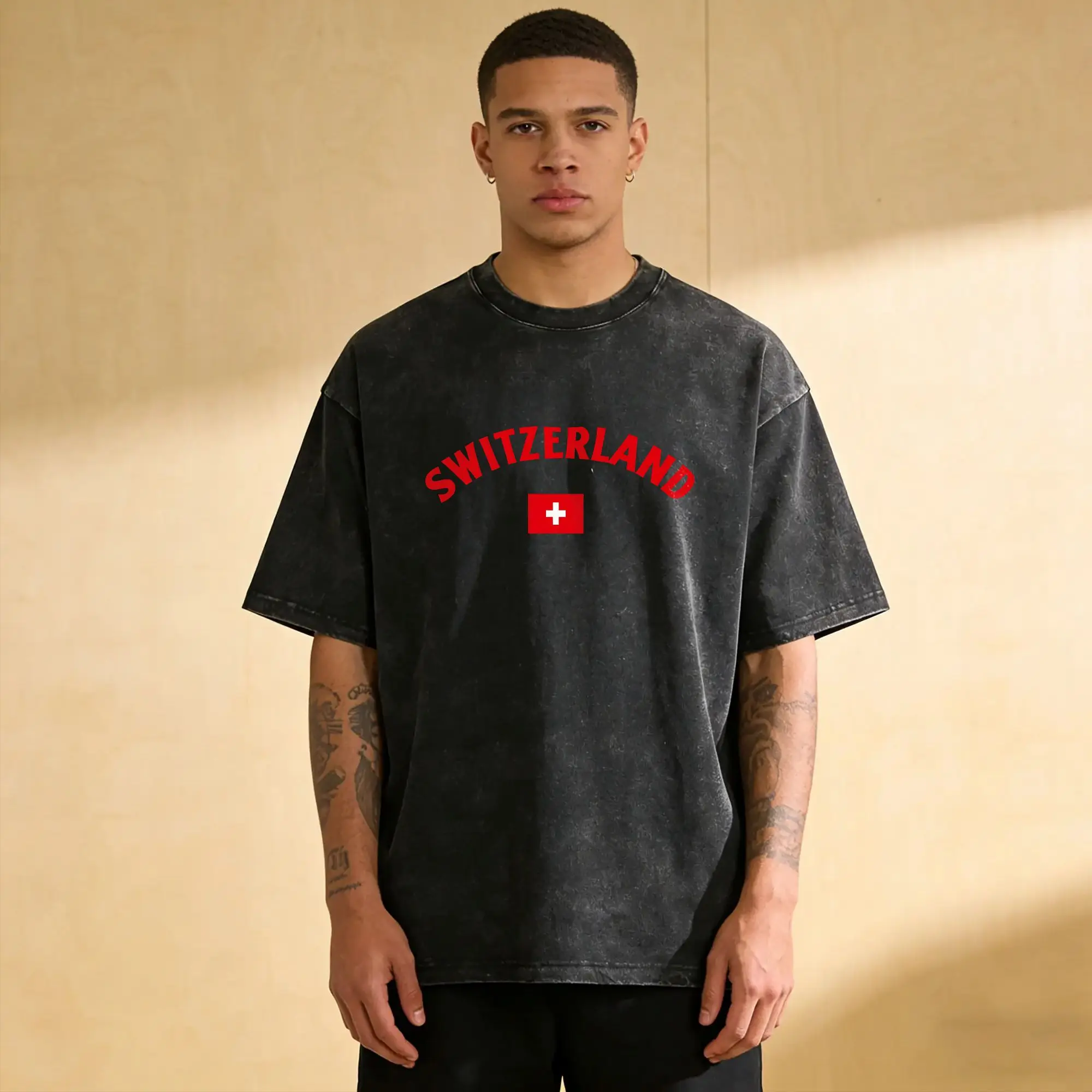 Swiss Switzerland Flag T-Shirt Beach  Street Style T Shirts Casual Hip Hop Tshirt For Men Short Sleeve Print Tops