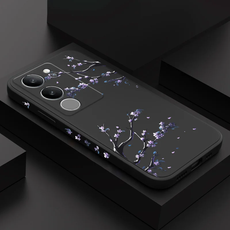 

Purple Flower Rain Phone Case For VIVO V50 V40 V30 V29 V29E V27 V27E V25 V25E V23 V23E V21 V20 Y20 Y12 Y21 Y22 Pro 4G 5G Cover