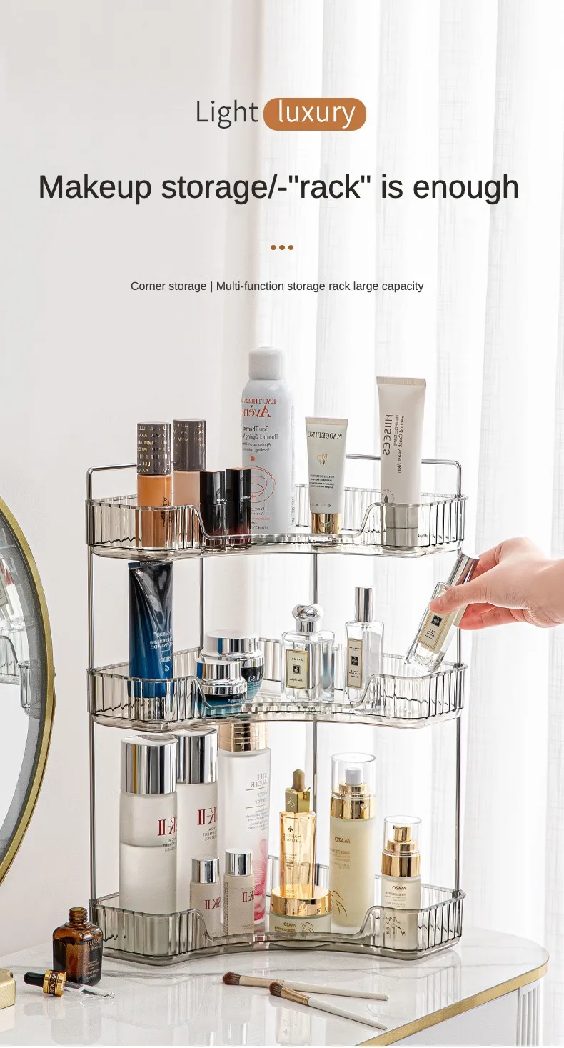 Corner Rack For Bathroom Vertical Washstand Large Capacity 3-layer Skincare Organizer Perfume And Fragrance Shelt