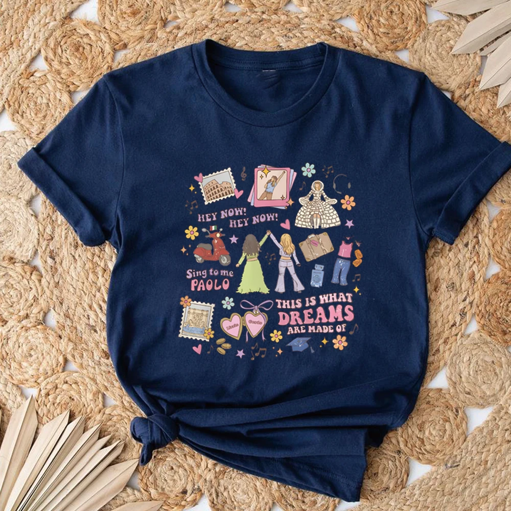 �This Is What Dreams Are Made of“ bedrucktes T-Shirt, Retro-Grafik-T-Shirt, trendige Urlaubshemden, Girls Trip, kurzärmelige, lässige Oberteile – Detail 12