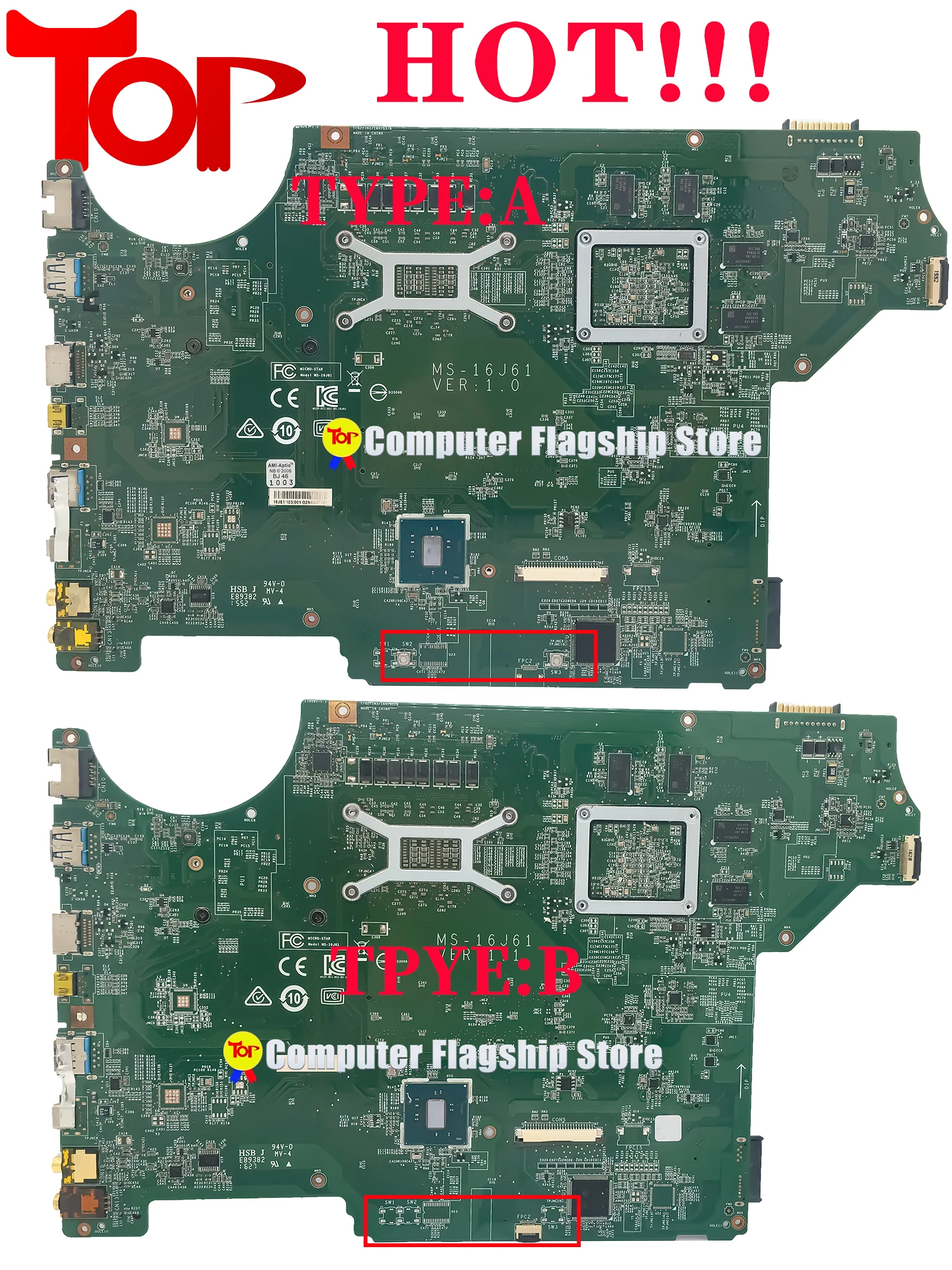 KEFU Mainboard For MSI MS-16J61 MS-16J6 Laptop Motherboard i5 i7 6th Gen GTX950M/V2G DDR4