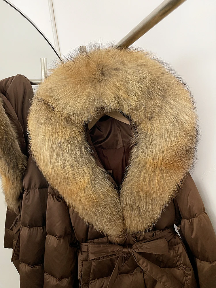 OFTBUY Winter 90% Duck Down Jacket Women Luxury Large Natural Silver Fox Fur Hooded Thick Warm Female Parkas Waterproof