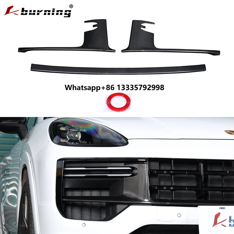 

New Carbon Fiber Double Day Running Lights for Porsche for Cayenne 9Y0.2 2018-2024 GTS/SD Medium Mesh Strip Paste/Replacement