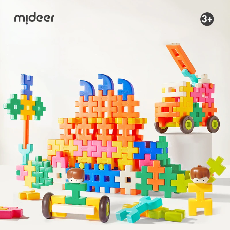 Klocki edukacyjne Mideer, wielowymiarowe, miękkie, waflowe, do układania i łączenia, zabawki dla dzieci od 3 lat.