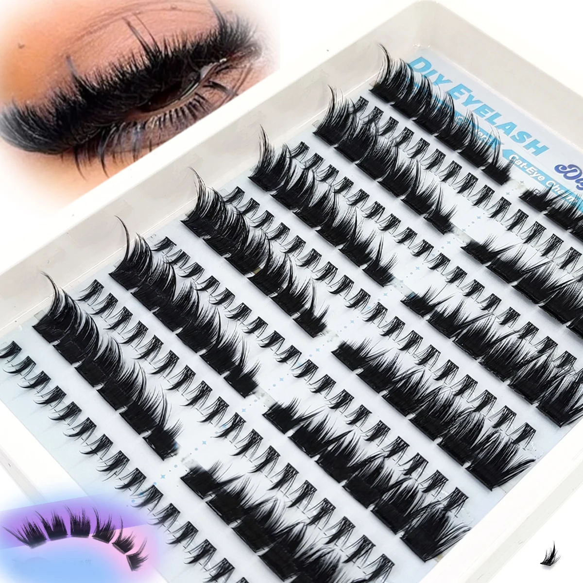 Neue Dramatische Wimpern-Cluster, Wimpernverlängerung für den unteren Wimpernkranz, Künstliche Nerz-Wimpernstreifen, Einzelwimpern, Cat-Eye-Wimpernverlängerung, DIY Feenwimpern – Detail 4