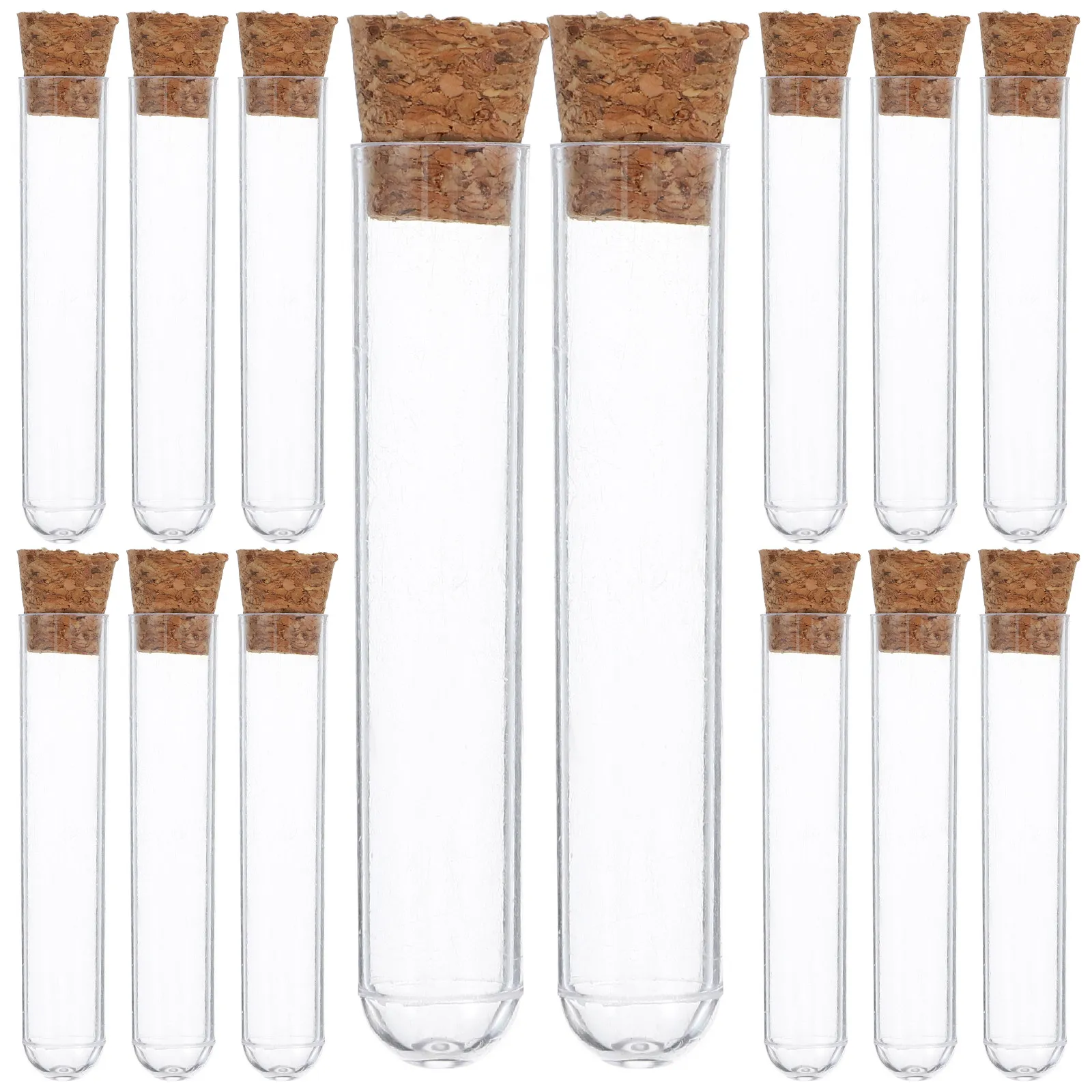 

20Pcs Plastic Test Tubes Cork Stoppers Clear Disposable Lab Tubes for Scientific Experiments Plant Propagation Salt Candy