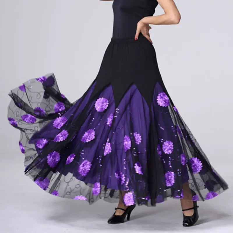 Womens Modern dance skirt show ballroom dance swing skirt dance skirt waltz