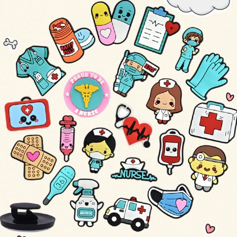 

22Pcs Medical Series PVC Shoe Charms Cute Syringe & Ambulance Capsule Accessories for Doctors Nurses Holiday DIY Gift Ideas