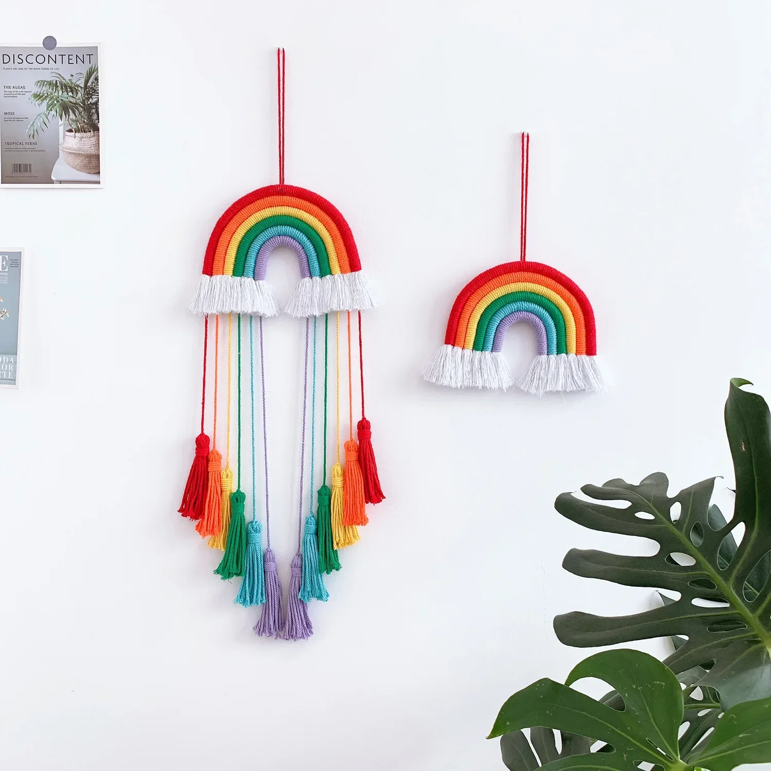 Rainbow Macrame แขวนผนังตกแต่งพู่ Tapestry เนอสเซอรี่ Kawaii Baby Room Decor Handmade เชือกหัตถกรรมเครื่องประดับตกแต่งบ้าน