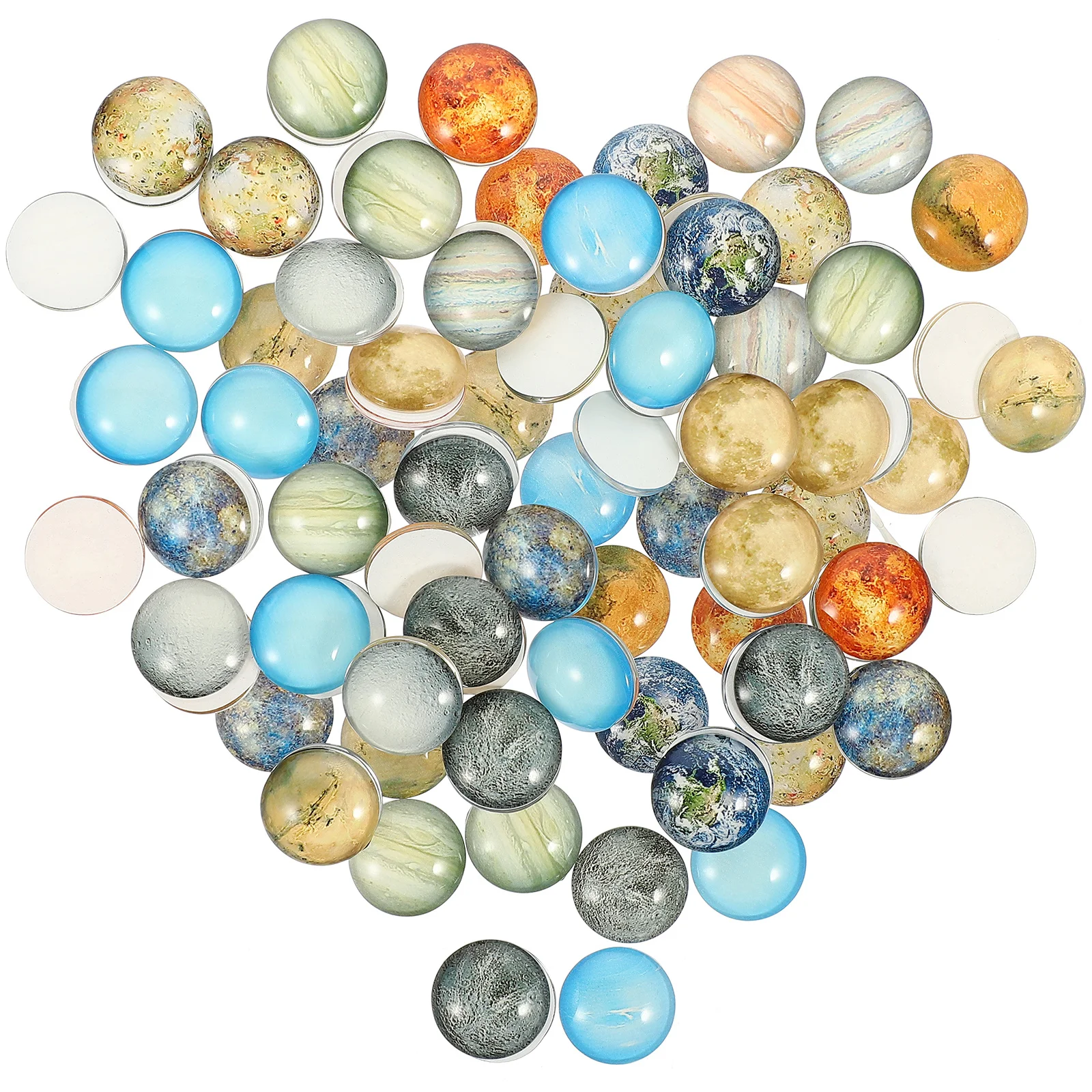 100Pcs Round Luminous Glass Patch DIY Gemstone Jewelry Making Craft Decoration Planet Pattern Supplies Gemstone Patches