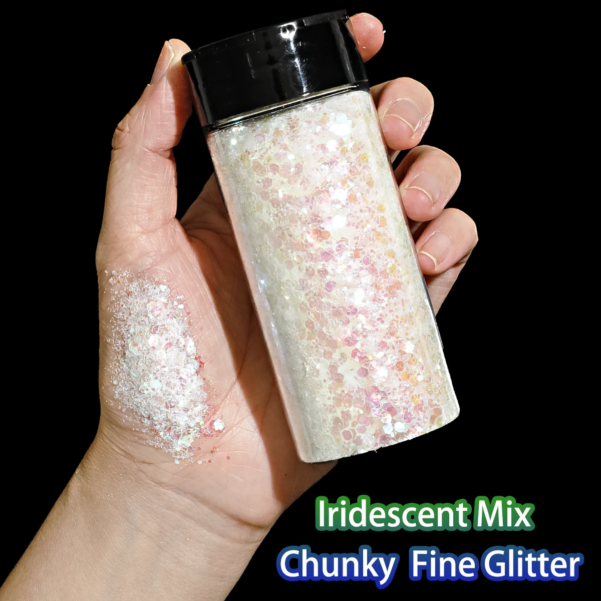 1Bottle 80G/2.85OZ Iridescent Mix Chunky Nail Glitter Decorate,Suitable For Nail Glitter, DIY, Party, Holiday Decoration Glitter