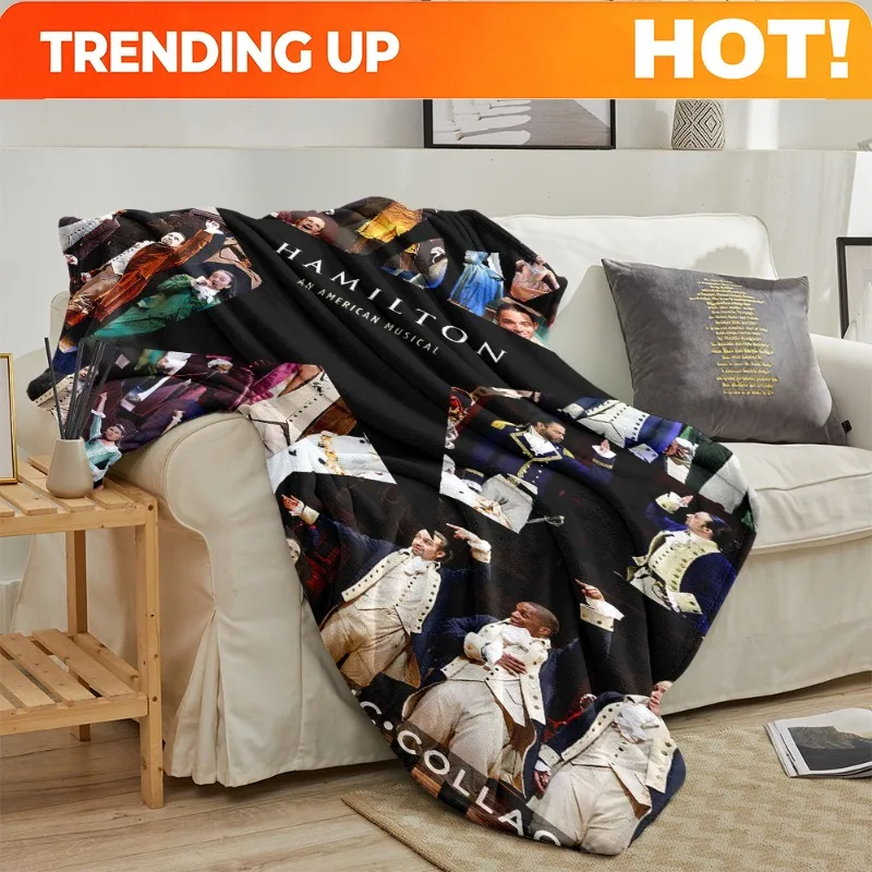 Customize 230GSM Flannel Blanket Featuring The American Musical HAMILTON, Providing Warmth Throughout The Year. It Has High-Defi