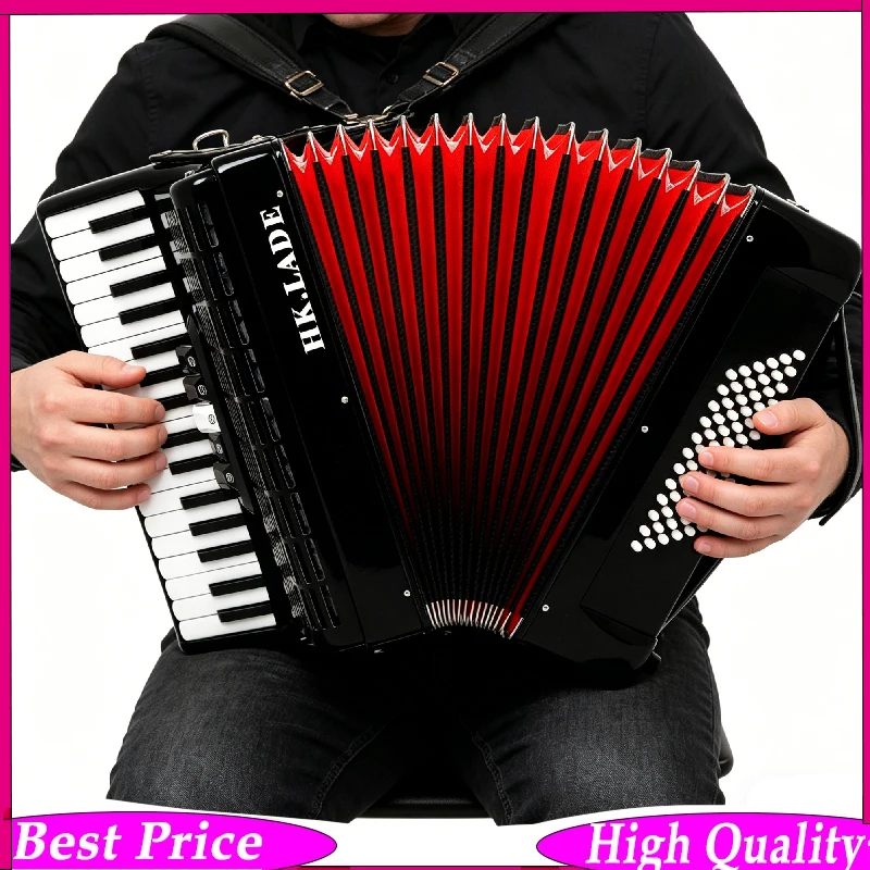HK·LADE 34-Key 72-Bass Piano Accordion with 5 Registers Professional Accordion Model Anti-Slip Keys & Lamb Leather Bellows