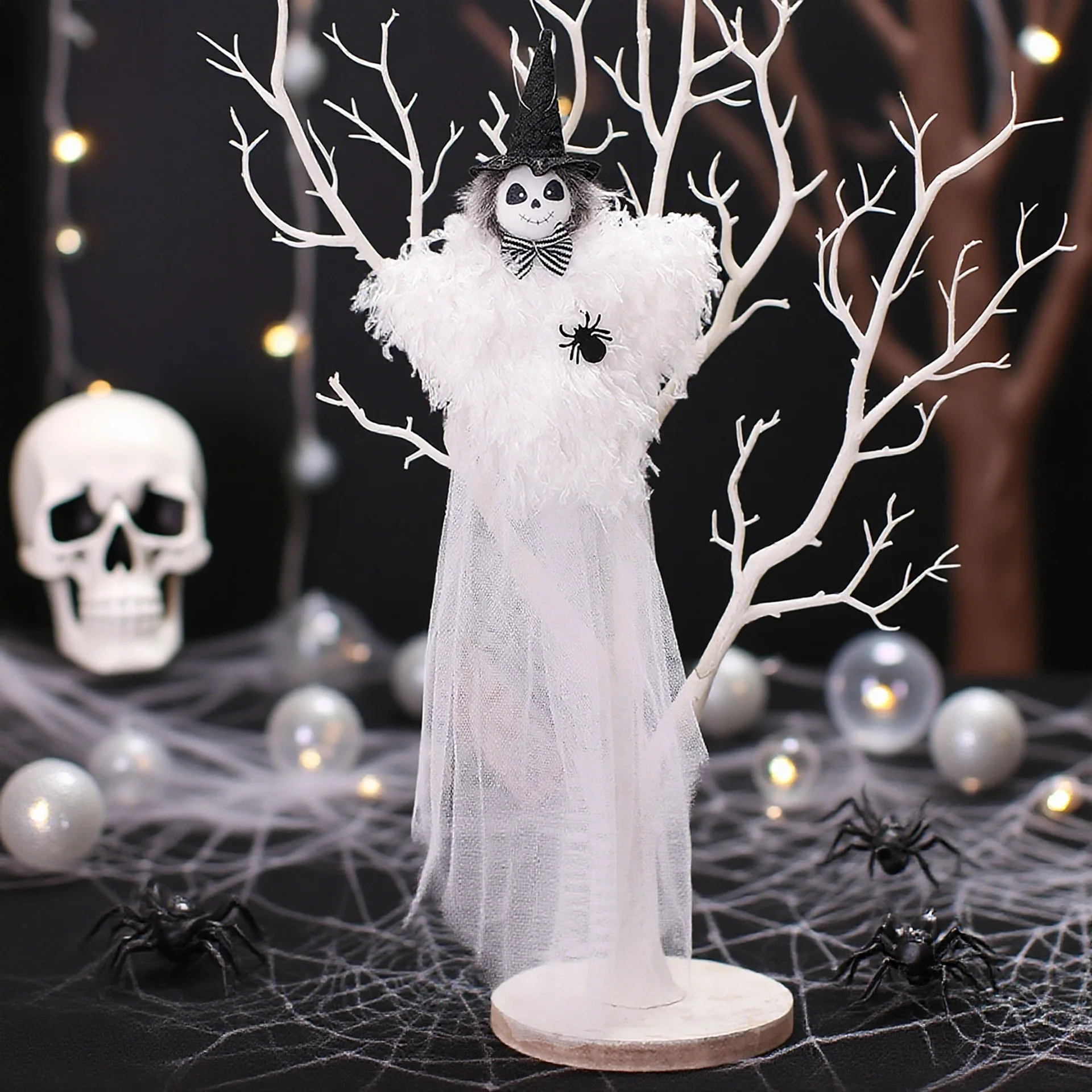 1 قطعة مكان الهالوين الديكور الدعائم الساحرة الأبيض شبح دمية ساري قلادة نافذة فستان الدعائم