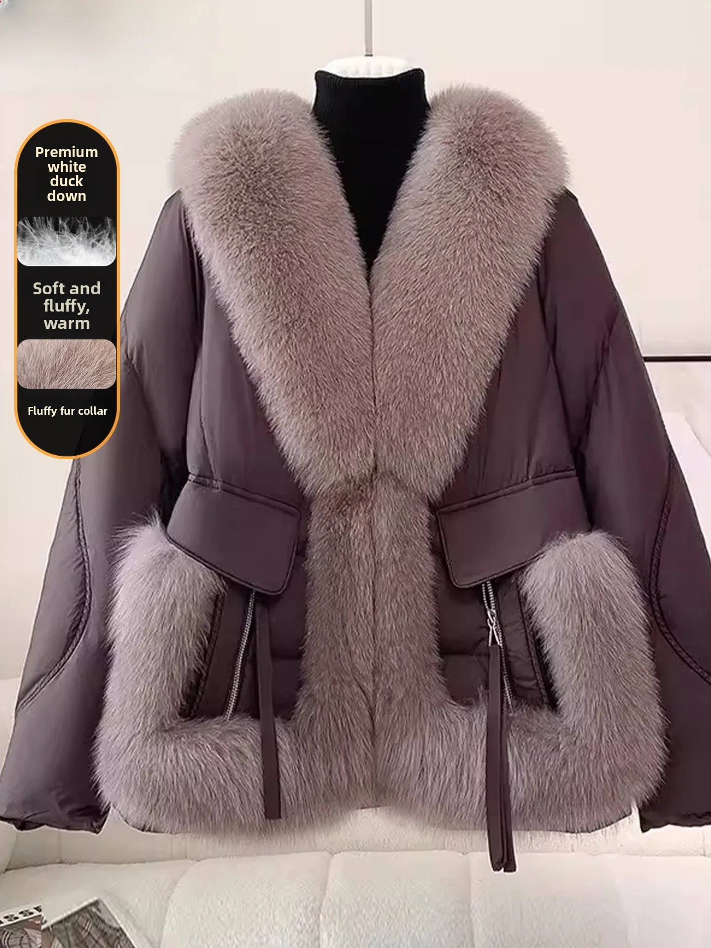 

Зимнее пальто Ele Mommy Down Jaet Fur Coat для женщин среднего возраста, очень теплое, из утолщенного полиэфирного волокна