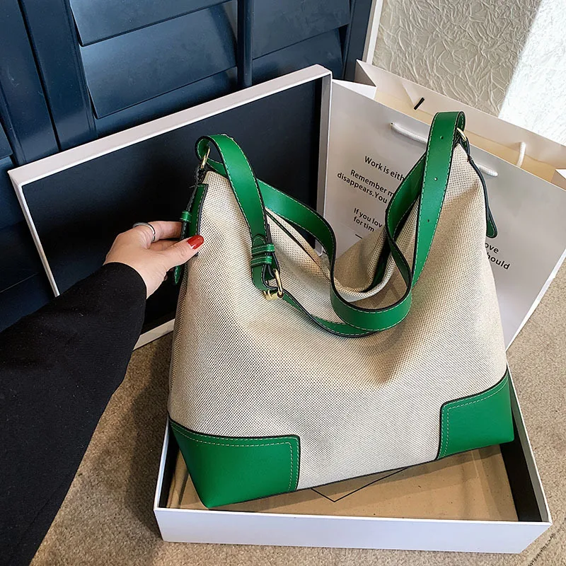 

Large capacity fashionable tote bag for women 2023 cross-border new canvas shoulder bag, simple and high-end texture crossbody