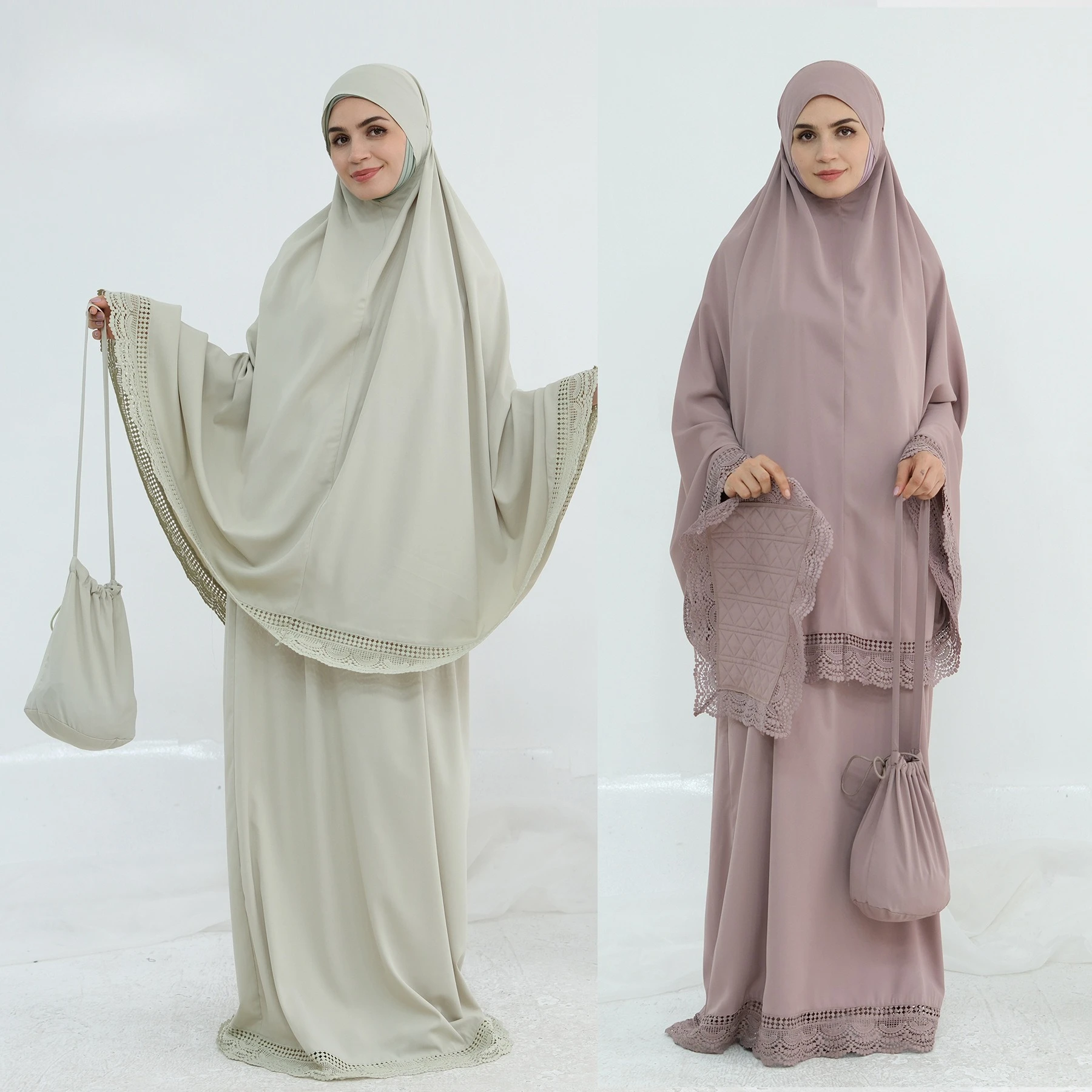 

Рамадан Ид с капюшоном Абая Джилбаб 4-х предметный мусульманский женский молитвенный коврик Набор Абая Дубай Полный чехол Химар Хиджаб Платье Никаб Ислам Халат