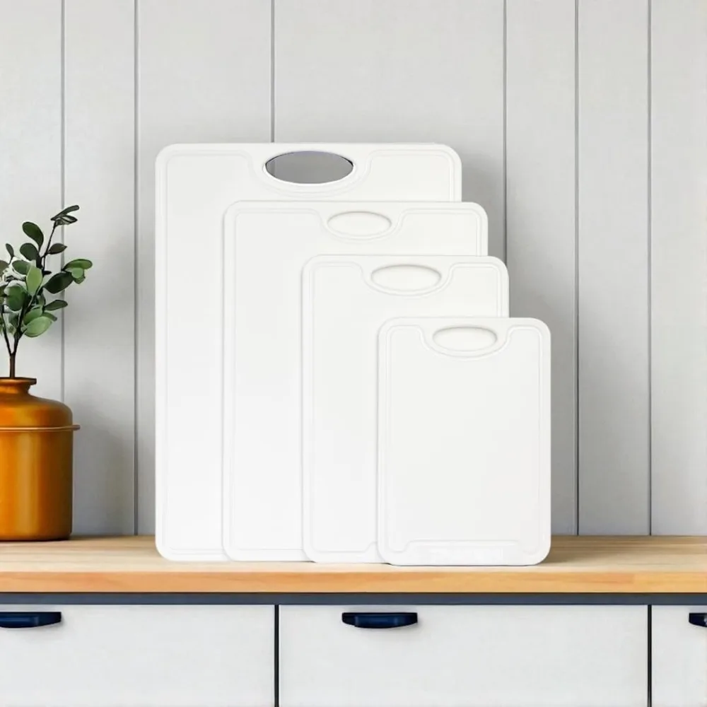 

1/2-дюймовые разделочные доски из текстурированного пластика | Пищевой вариант, можно мыть в посудомоечной машине с широкими канавками для сока | Легкая ручка