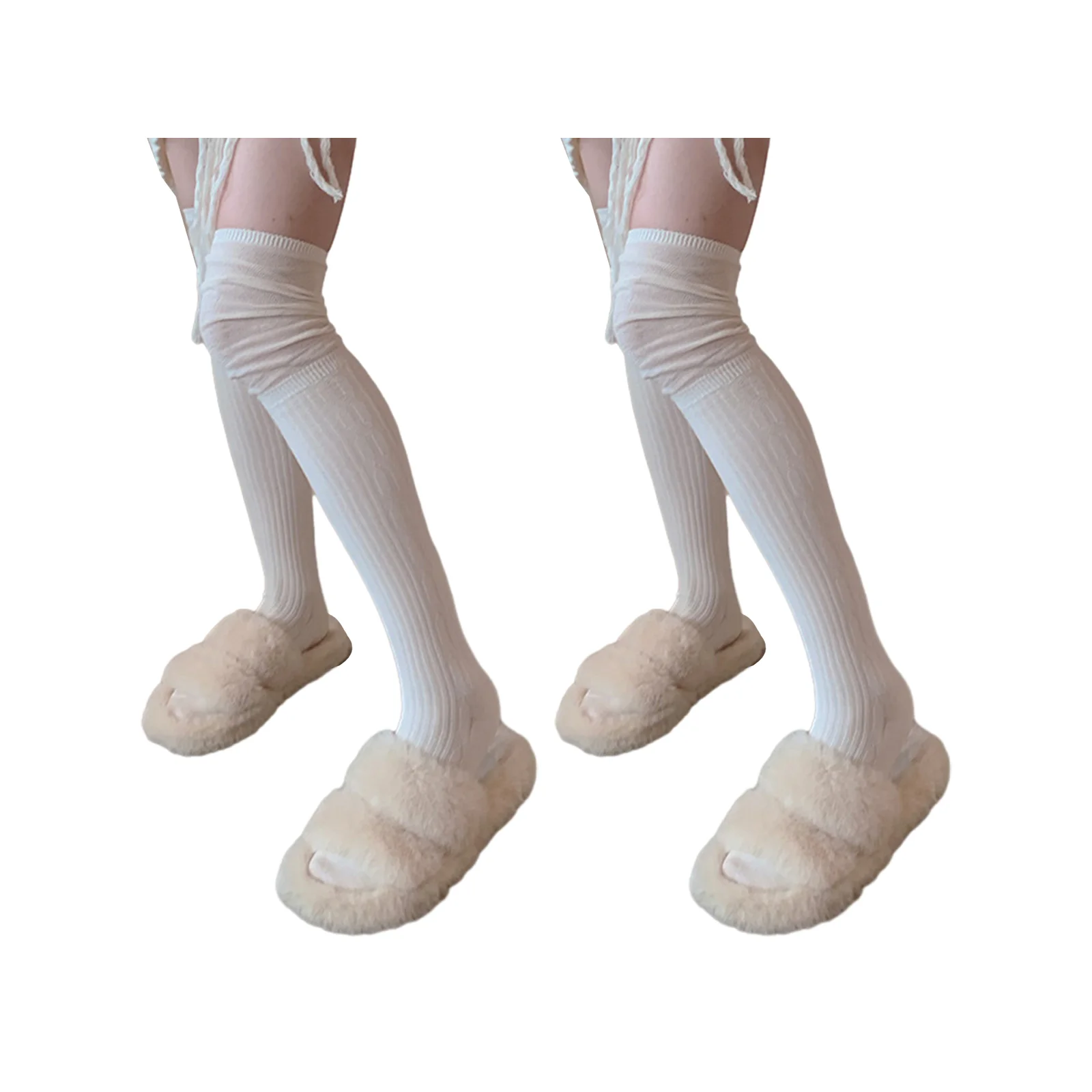 Twist over-the-knee stockings three-color combination pack (milk white + light gray + coffee color)