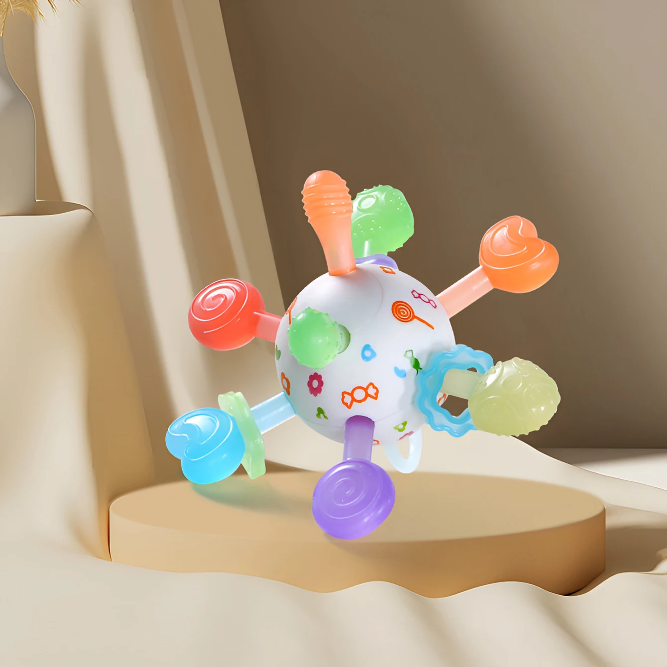 Baby jelly ball teal toy fruit round ball player grab ball rattle sound toy