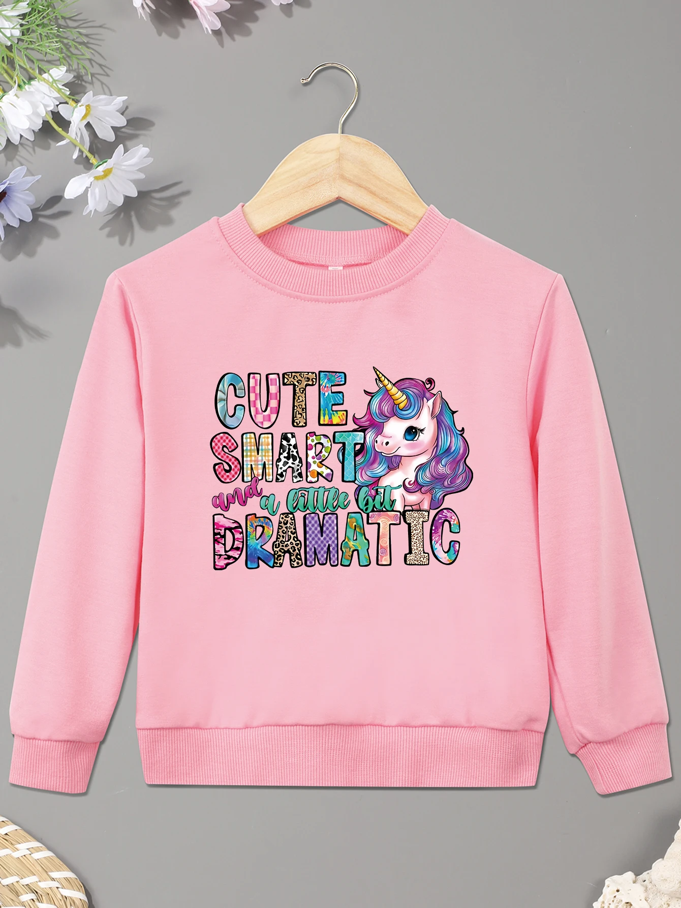 Baby Girl Pullover Pretty Unicorn CUTE SMART AND A LITTLE BIT DRAMATIC Print Kid Sweater