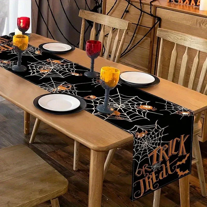 Halloween Spider Shadow Print Table Runner, Practical & Durable, Festive Atmosphere Table Runner