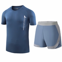 LEOSOXS - Men's Running Speed Drying Sports Leisure Ice Silk Set T-shirt Shorts Two Piece Fitness Set