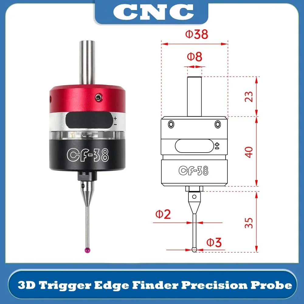 2023 Latest 3D Edge Finder CF-38 Machining Center Cnc Milling Machine Three-coordinate Precision Probe Centring Rod Tool Setter