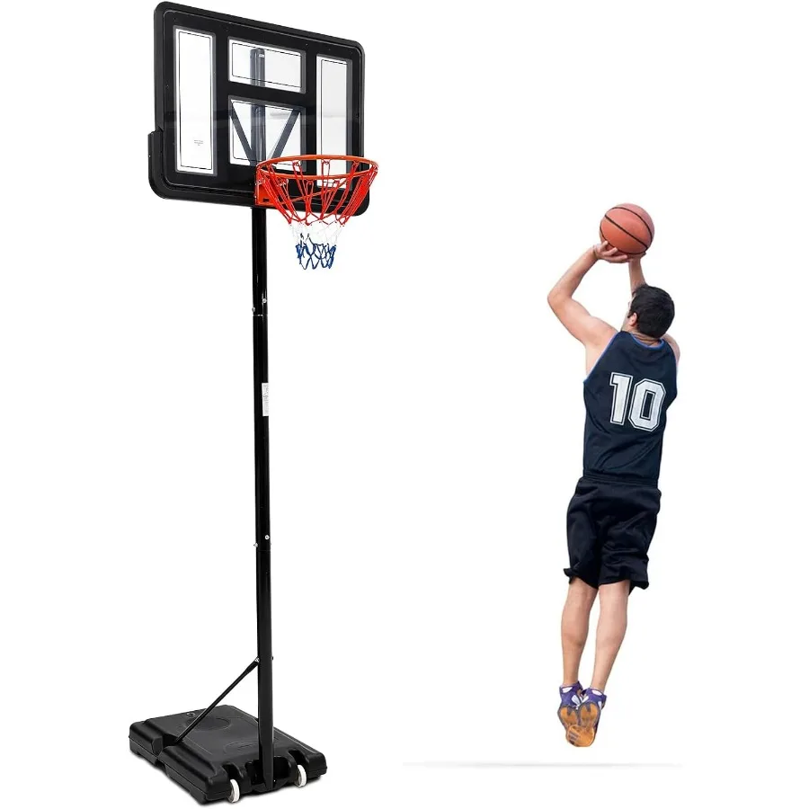 

Portable Basketball Hoop System 5.210.0ft Adjustable for Youth Pe Frame Shatterproof PVC Board RustResistant Steel Rods Easy In