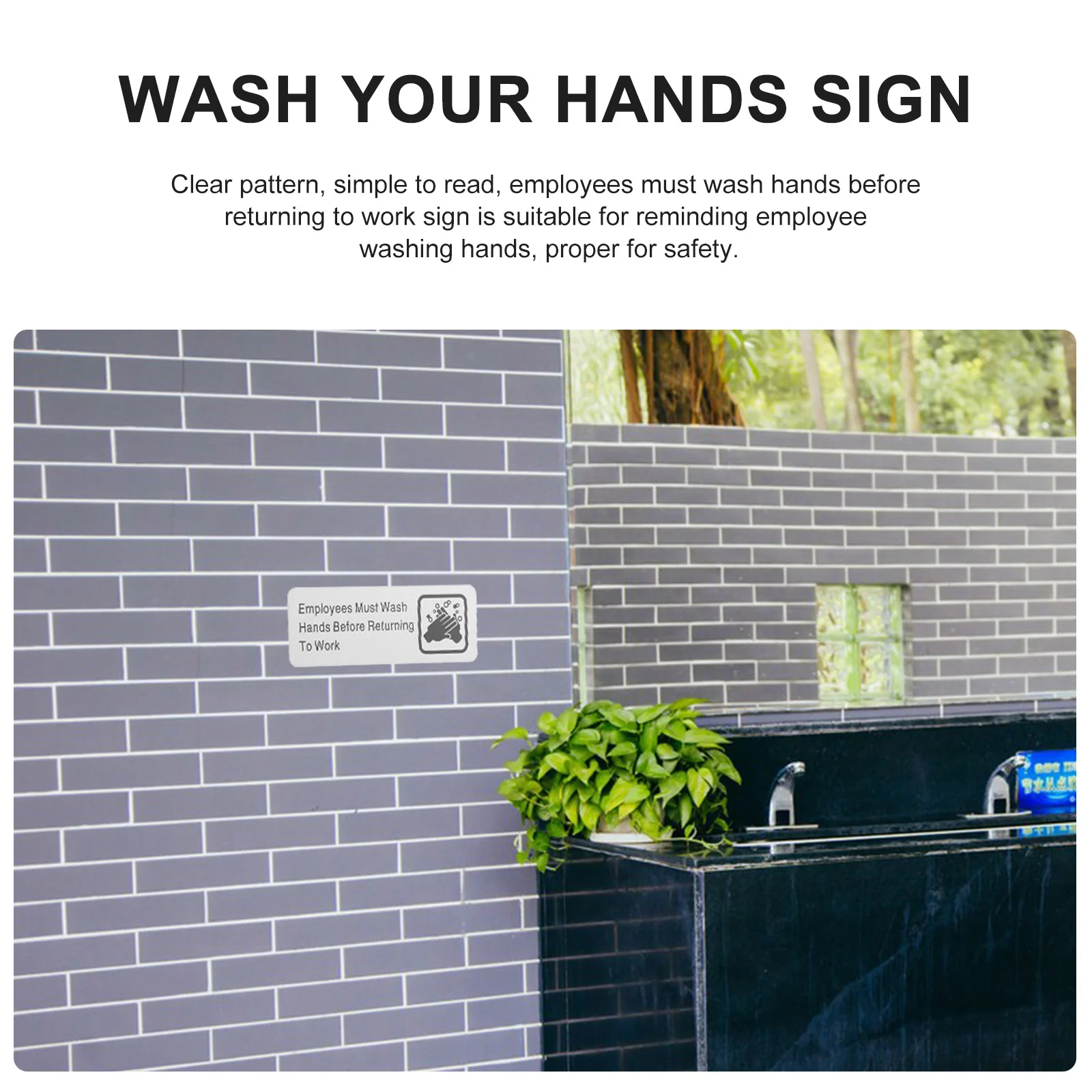 Must Wash Hands Sign Aluminum Alloy Employees The Adhesive Tape for Restaurant Business Informative