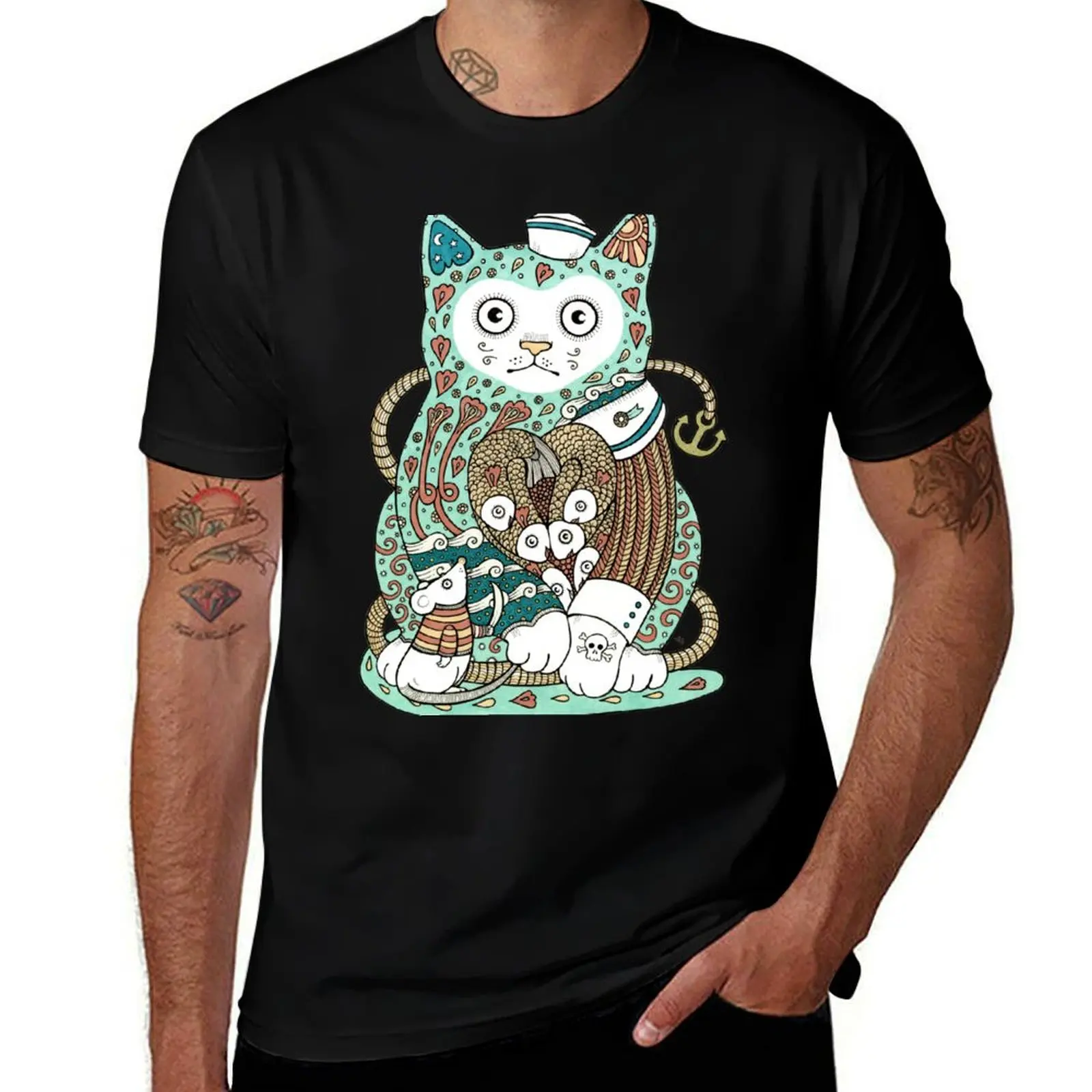 

The Ships Cat T-Shirt essential t shirt man t shirt cotton high quality t shirts for man graphic vintage T-shirt