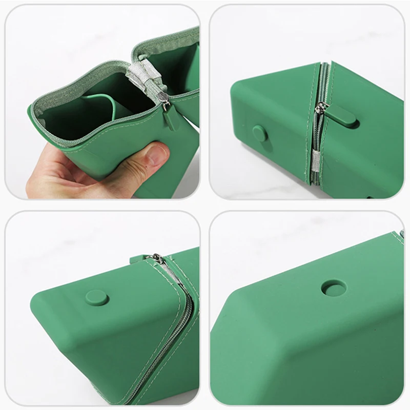 Multi-Purpose Stationery Box Gift for Student Silicone Pen Holder Creative Large Capacity Pencil Case Foldable Desktop Organizer