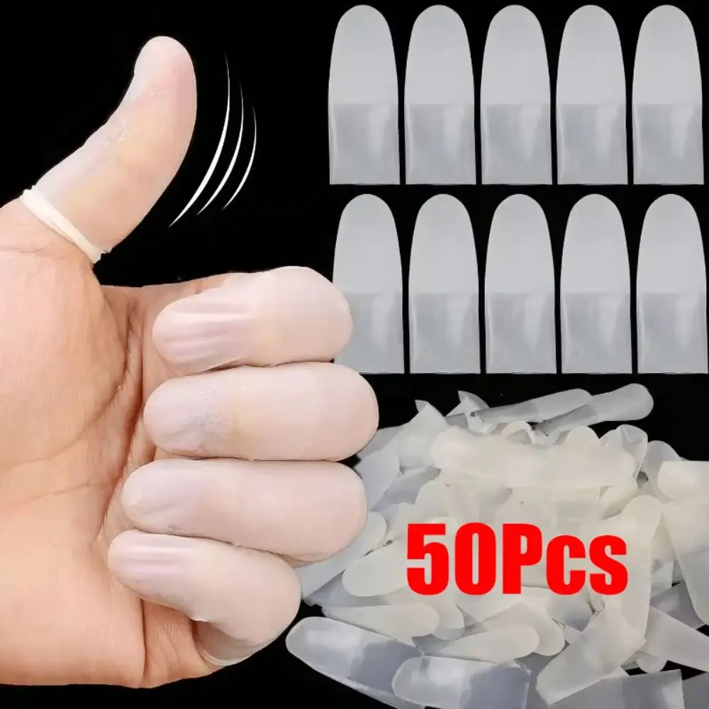 50Pcs Durable Disposable Finger Sleeve Ultra Thin Frosted Latex Gloves Non-slip Finger Protection Sleeve Nail Tools