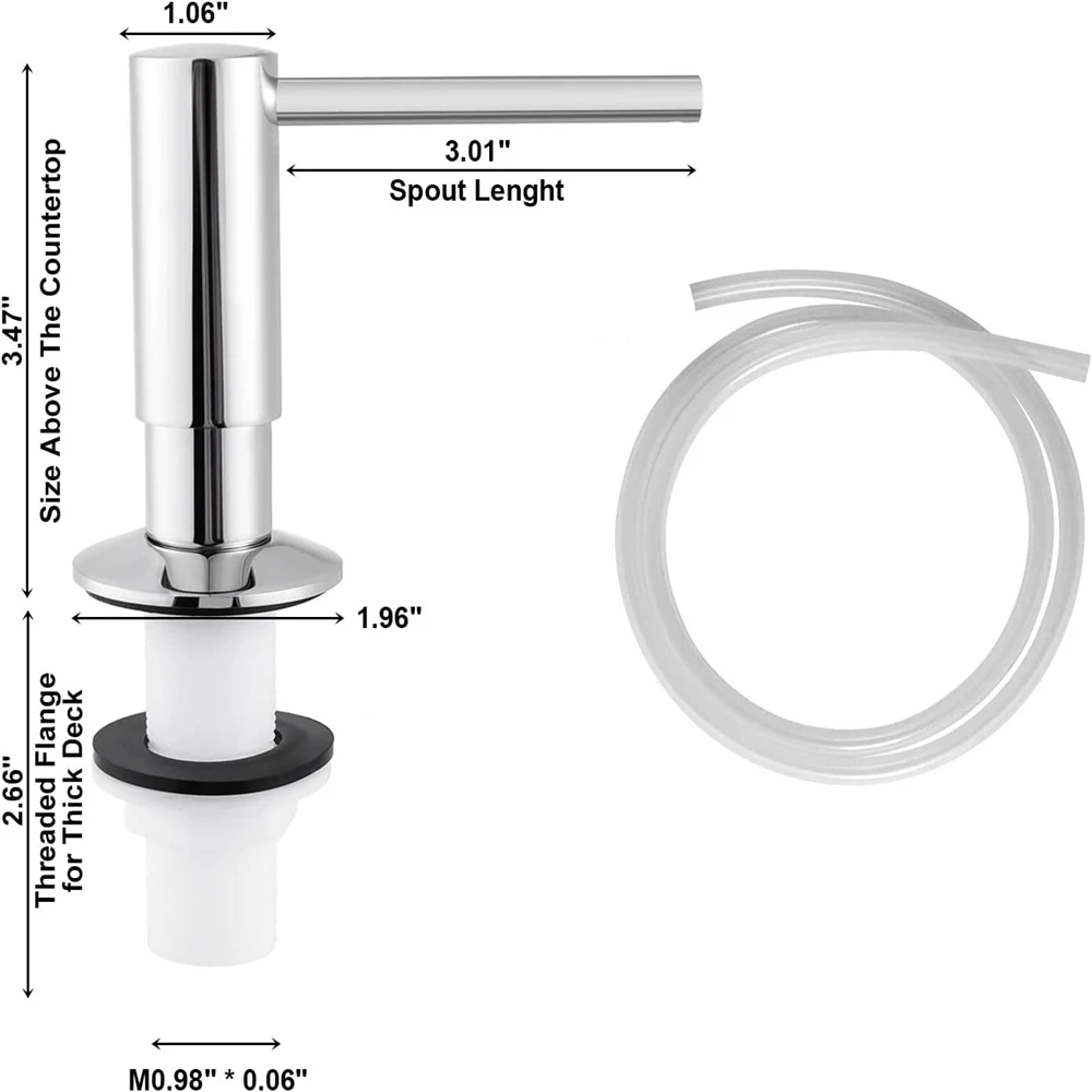 

Stainless Steel Liquid Soap Dispenser Pump Head for Kitchen Sink Built in Counter Detergent Dispenser 500ML Bottle/100cmTube