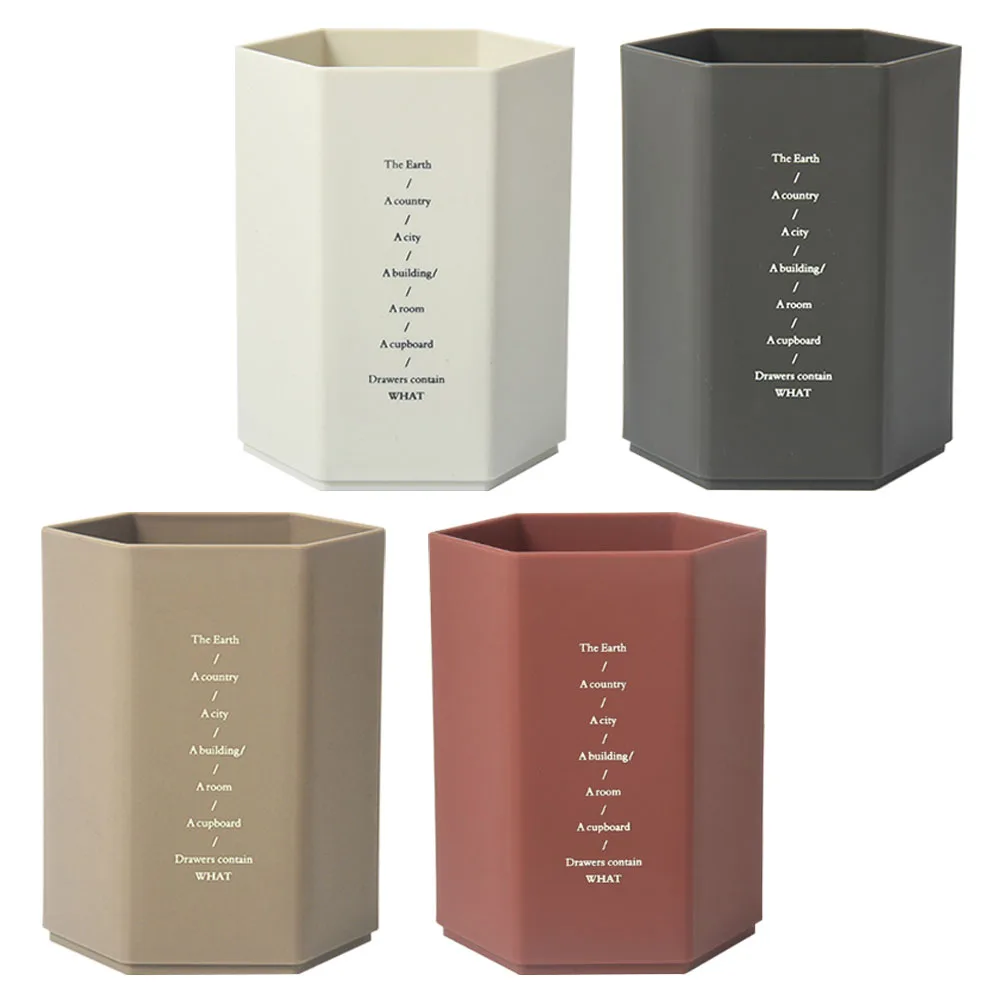 

4pcs Hexagonal Pen Holder Desk Stationery Container Plastic Stand Classroom Pencil Cup Marker Organizer Supplies Storage