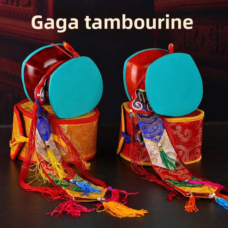 Tambor de mano nepalí tambores Dharma tibetanos sonido claro piel de cabra tambor de mano cuadrado