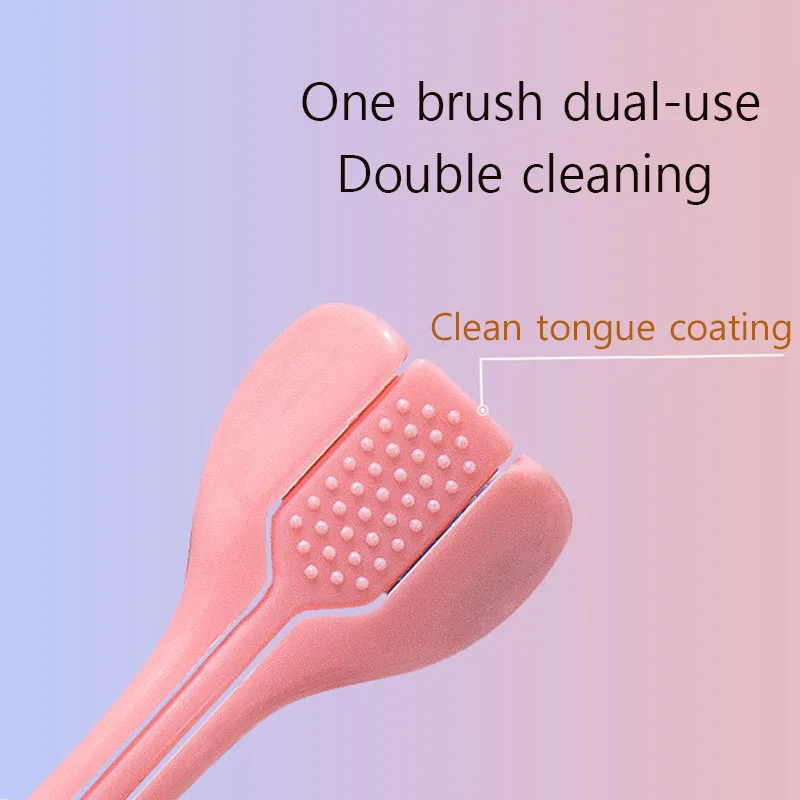 New Three Sided Adults Soft Bristled Toothbrush One Brush Dual-use Triple Cleaning Scraping Tongue Coating Deep Cleaning Teeth