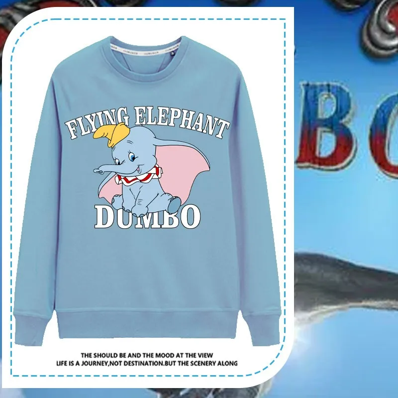 

Dumbo Co-branded Long-sleeved T-shirt Women 2024 New Disney Girls Design Loose Animation Peripheral Clothes