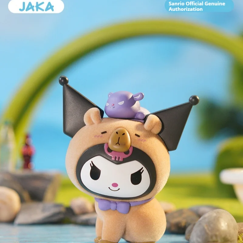 

100% genuine Sanrio Capibara Collaborative Blind Box Collectible Figure Authentic Sanrio Family Lazy Guinea Pig Series Toy