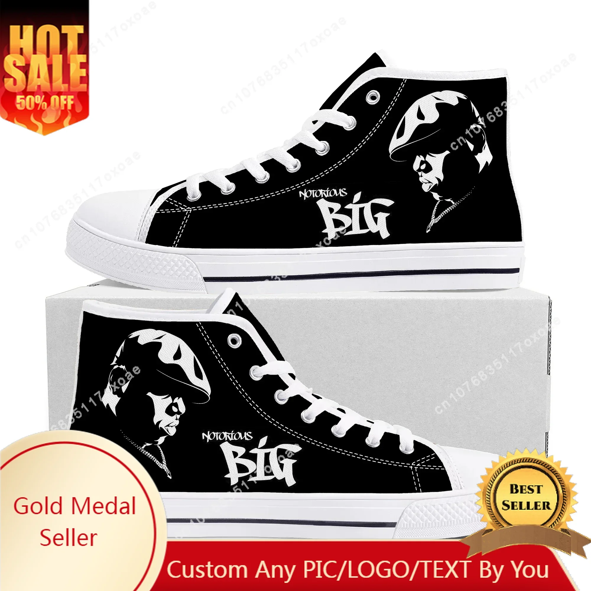 

The Notorious Big High Top Sneakers Mens Womens Teenager High Quality Biggie Smalls Canvas Sneaker Casual Shoe Customize Shoes