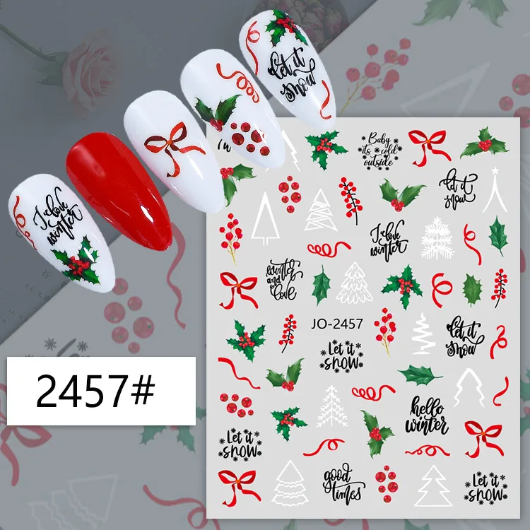 Cartoon 3D Santa Claus Snowman Nail Stickers Christmas Series Nail Art Decoration Relief Snowflakes Maple Leaf Elf Nail Sticker