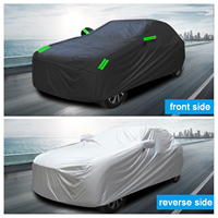 Black Car Case Cover With Reflective Strips For SUV Sedan Trucks Off Road Vehicle Scratch Resistant Full Car Covers S-XXL