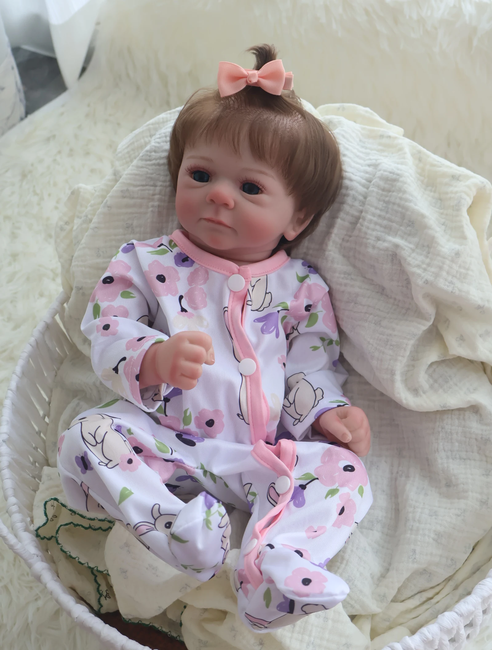 Cute Felicia Girl 45cm Full Body Soft Vinyl Doll Painted Rebirth Doll, Comes with Painted Hair as a Gift Art Collection