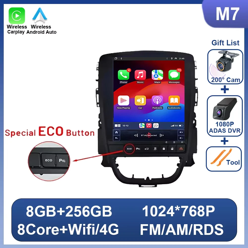 Autoradio Android 16 voor Opel Astra J Vauxhall Holden Cascada 2009-2018 Multimedia Scherm GPS Navigatie Auto Carplay ECO