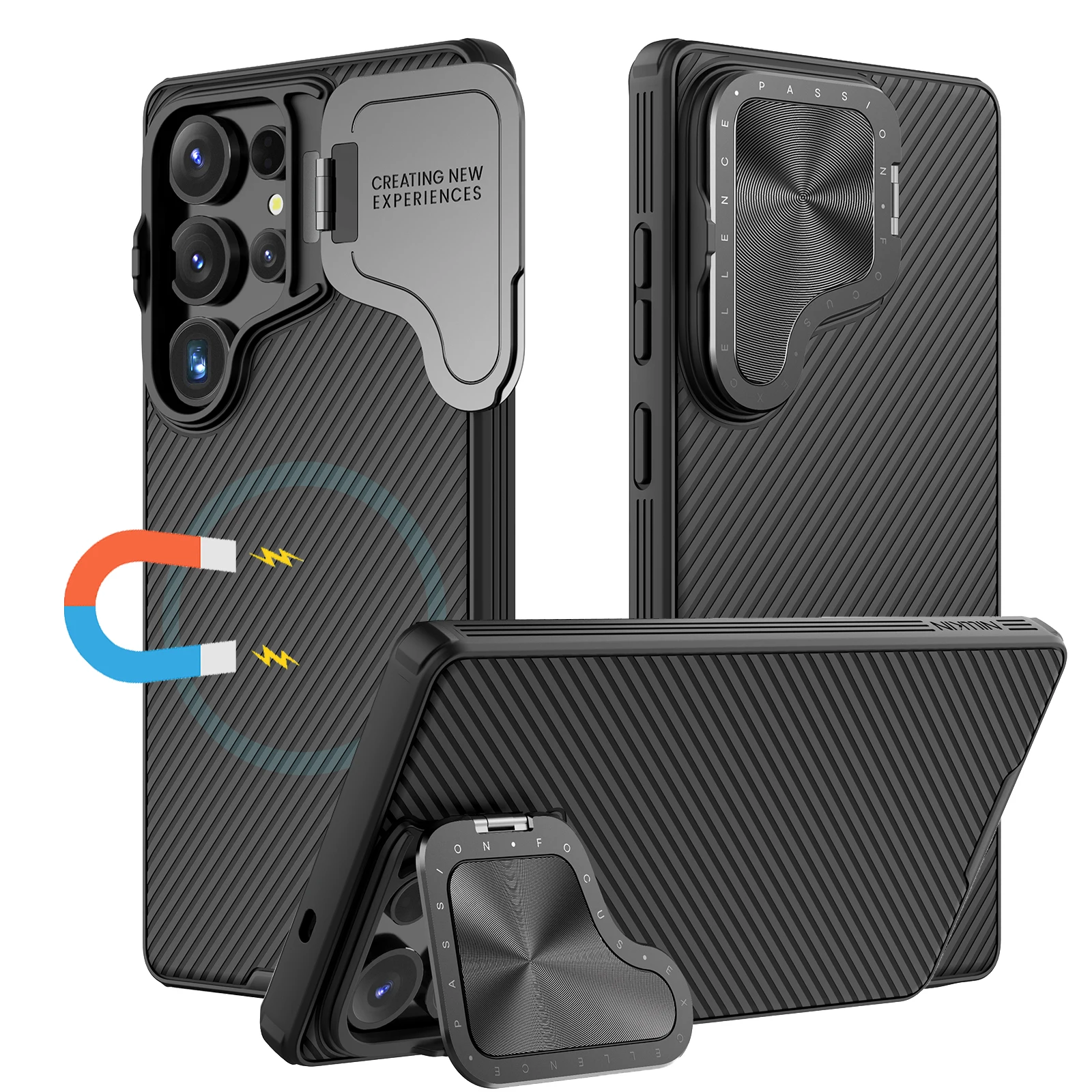 

NILLKIN for Samsung Galaxy S25 Ultra Case Magnetic Wireless Cover with Metal Kickstand Camera Protection Shockproof Bumper Case