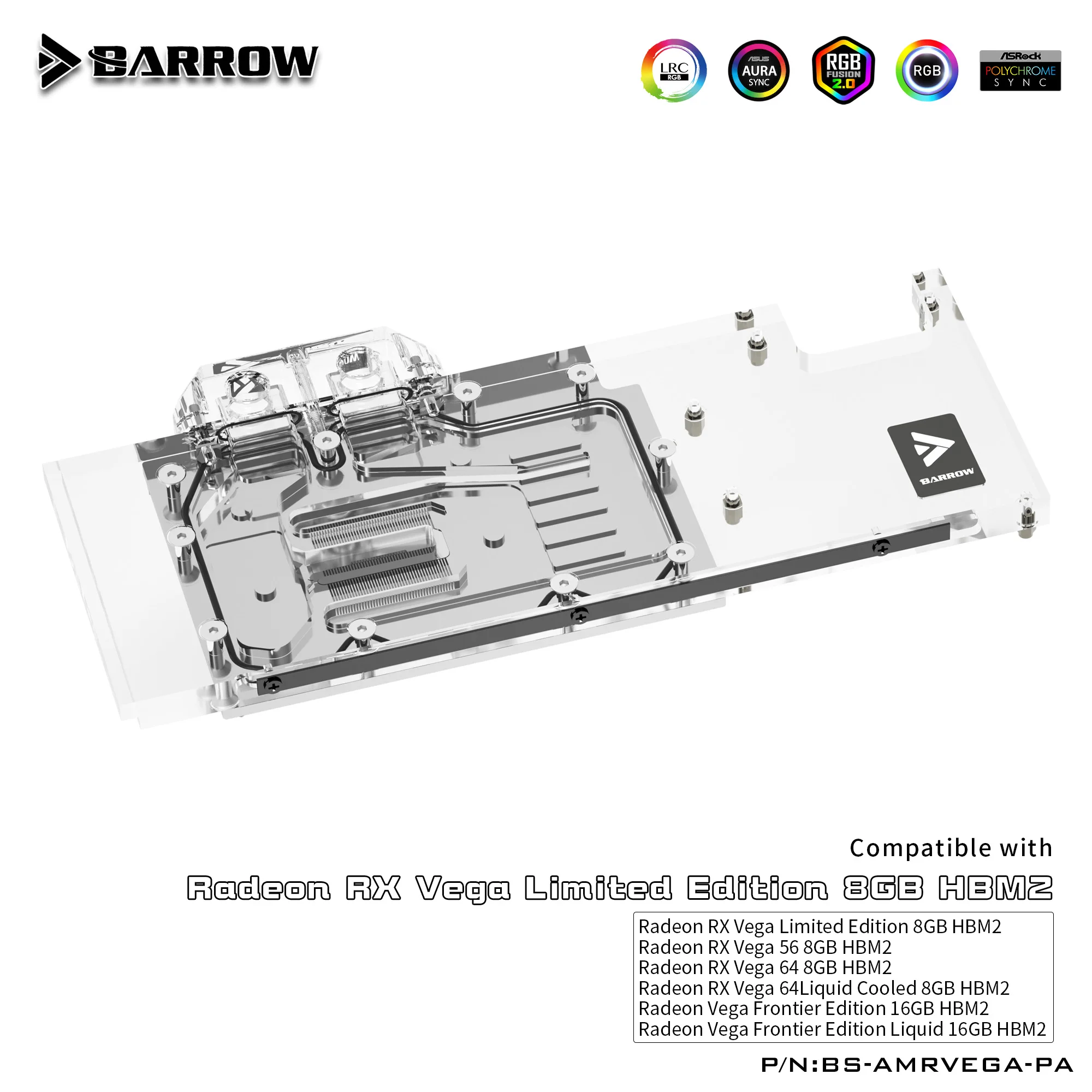 Imagem -02 - Barrow-bloco de Placa Gráfica de Capa Completa Uso para Amd Radeon rx Vega 64 Versão Pública Vega 56 Frontier Gpu Radiator Copper Block